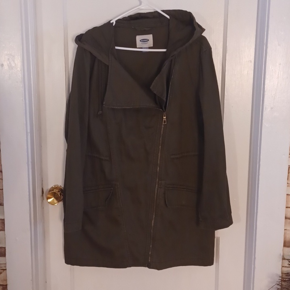Old Navy Dark Olive Utility Jacket Hooded Jacket Size Large